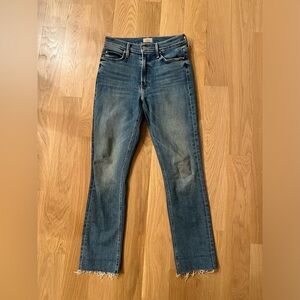 MOTHER mid rise dazzler ankle fray, size 27